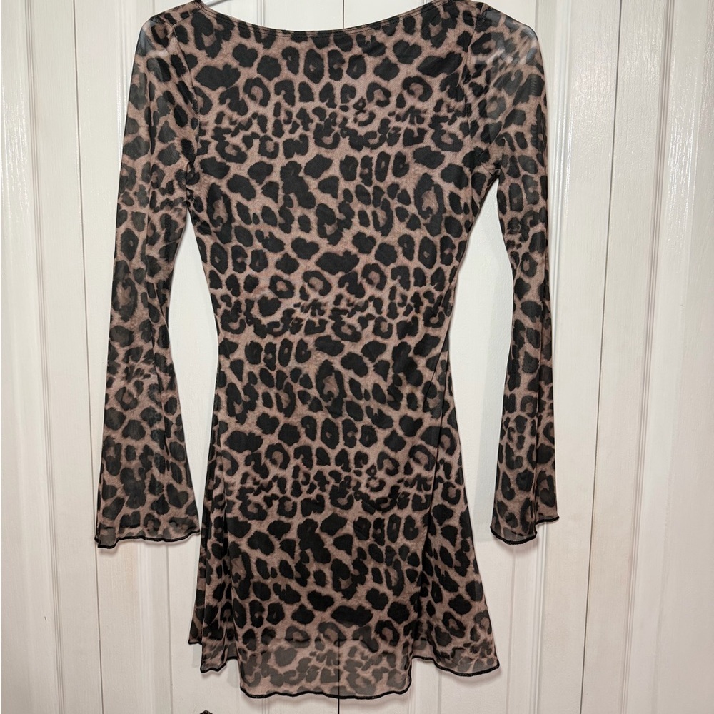 Shein leopard mini dress long sleeve